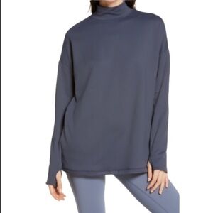 Sweaty Betty Eco Thermal Mock Neck Oversized Sweatshirt Naval Gray Small NWT!